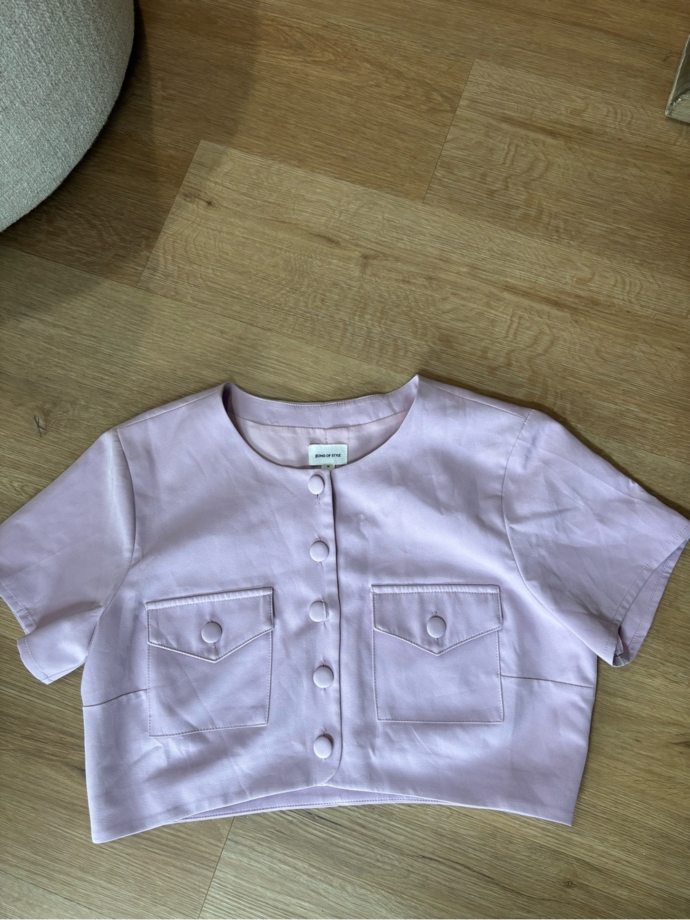 Song of Style Cropped Button-Front Top in Light Lilac